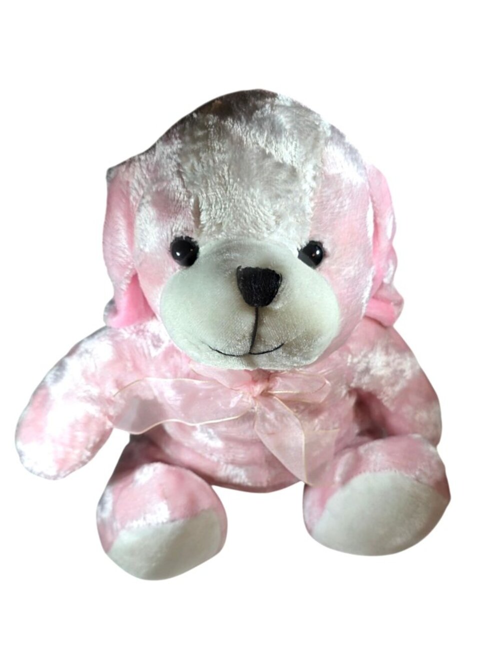 Pink White Plush Dog Stuffed Animal Puppy A Mart Corp Sitting Toy Easter Pastel